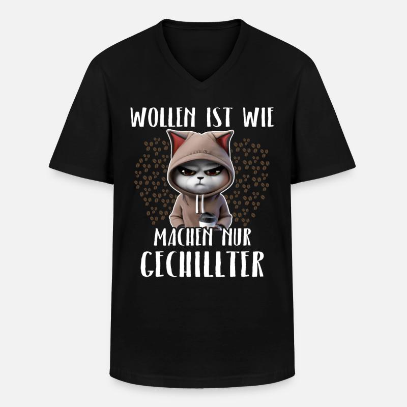 Wollen Machen Katze - Männer-T-Shirt mit V-Ausschnitt - Schwarz