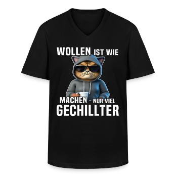 Lustige Katze - Männer-T-Shirt mit V-Ausschnitt - Schwarz - Vorne - AI Model Male 178 dark (178cm)