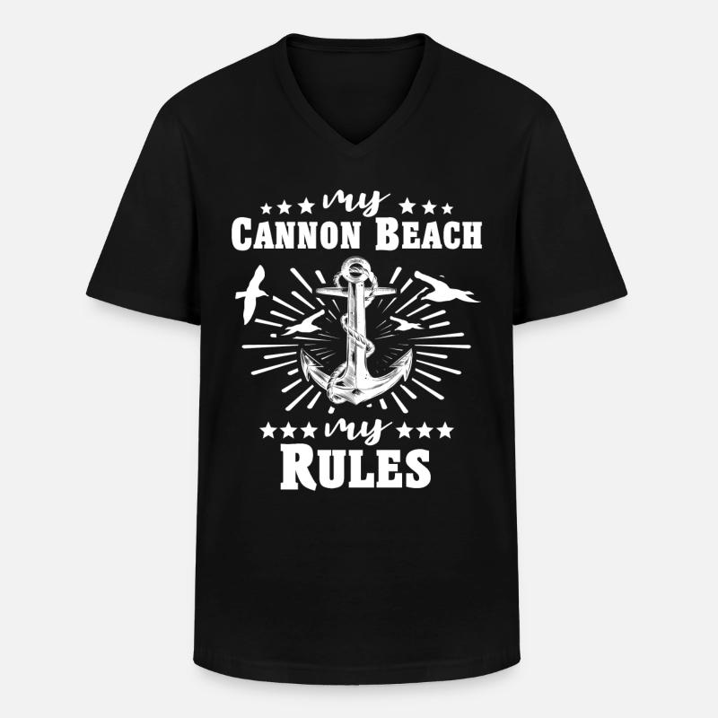 Cannon Beach OR - Männer-T-Shirt mit V-Ausschnitt - Schwarz