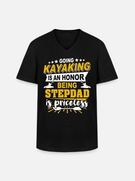 Kayak Stepdad Kayaking - Men's V-Neck T-Shirt - black