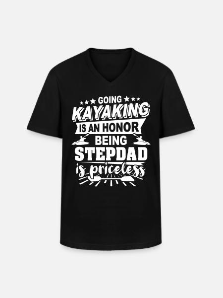 Kayak Stepdad Kayaking - Men's V-Neck T-Shirt - black