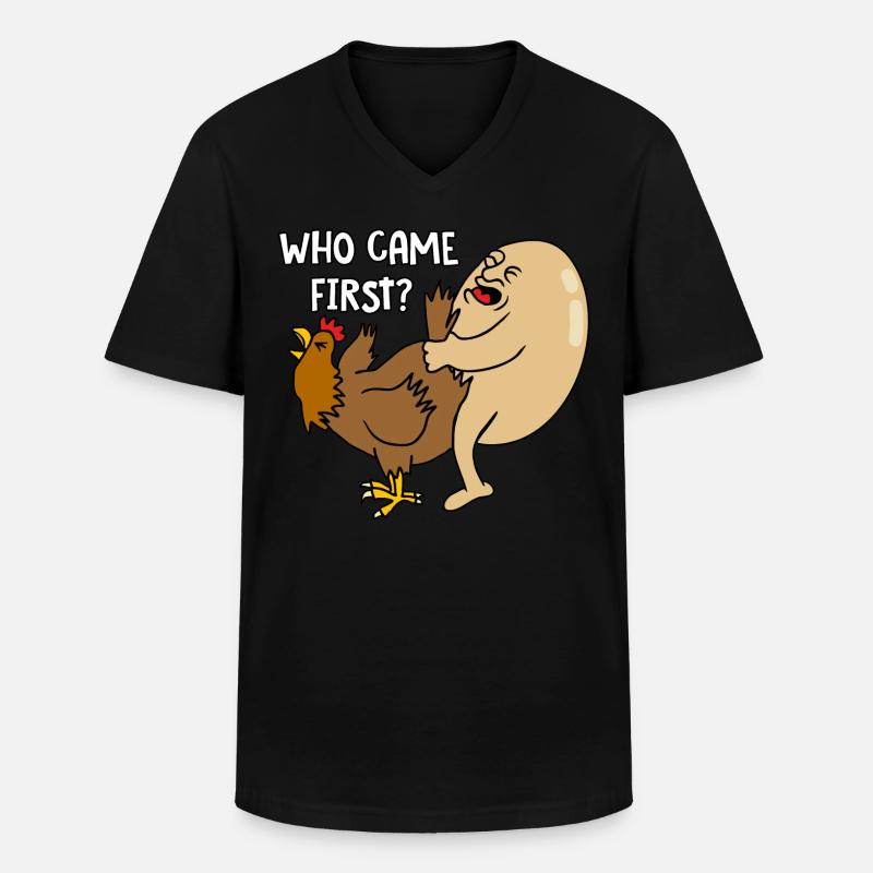 Who came first - Männer-T-Shirt mit V-Ausschnitt - Schwarz