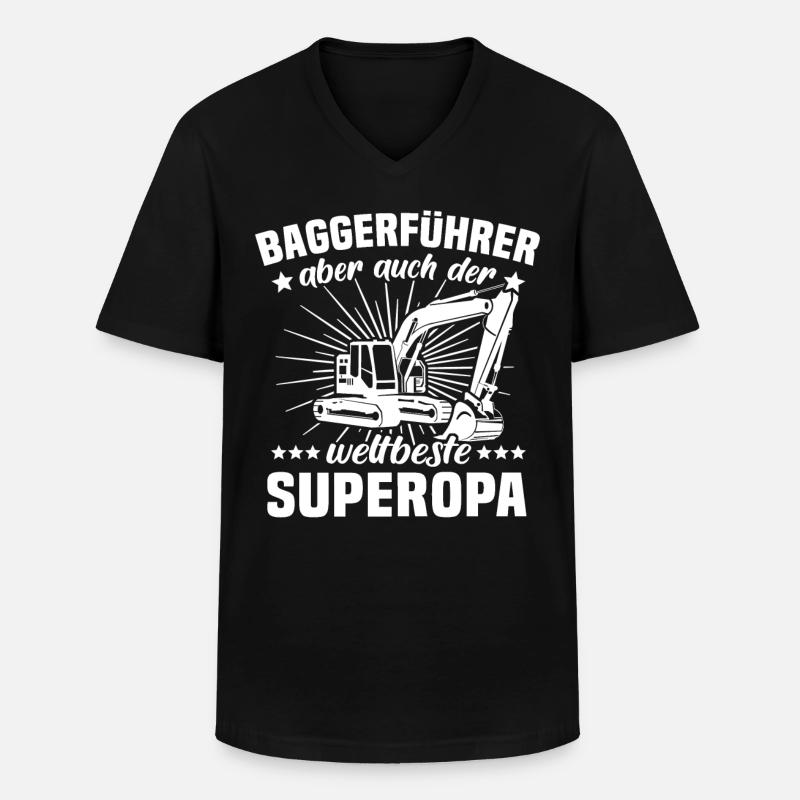 Baggerfuehrer Opa Baggert - Männer-T-Shirt mit V-Ausschnitt - Schwarz