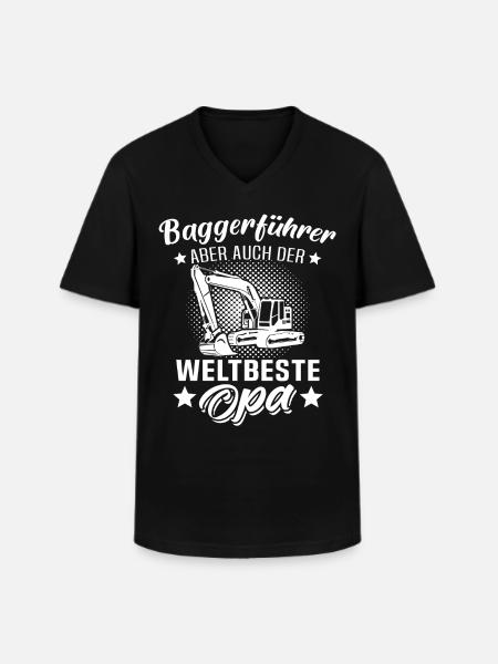 Baggerfuehrer Opa Baggerfahrer Grossvater - Männer-T-Shirt mit V-Ausschnitt - Schwarz