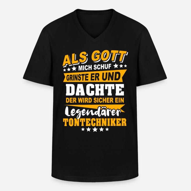 Tontechniker Sprüche - Männer-T-Shirt mit V-Ausschnitt - Schwarz