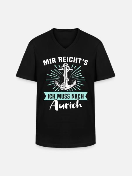 Aurich Sprüche - Männer-T-Shirt mit V-Ausschnitt - Schwarz