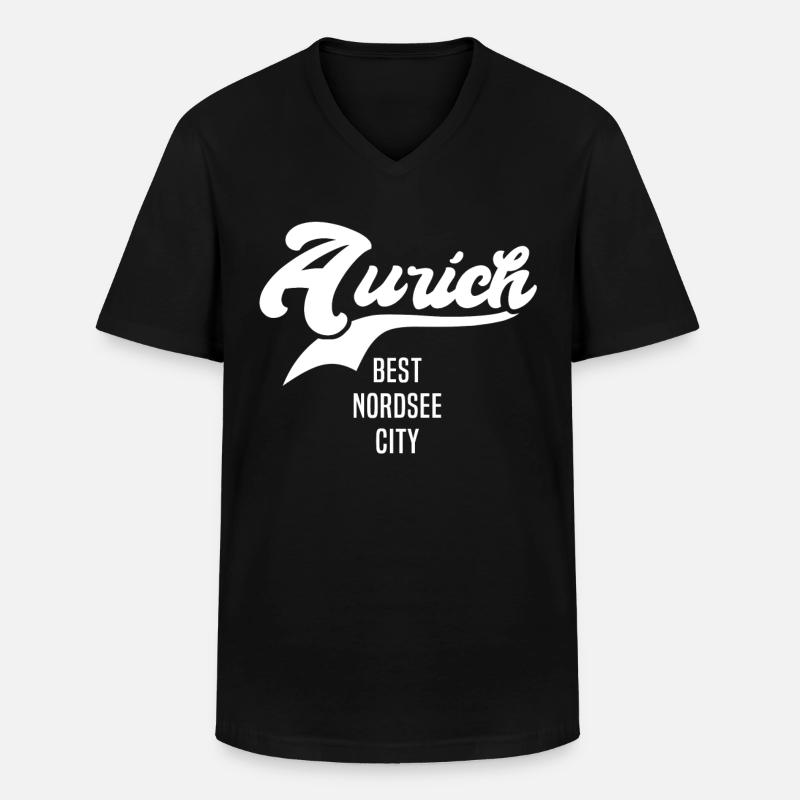 Aurich Sprüche - Männer-T-Shirt mit V-Ausschnitt - Schwarz