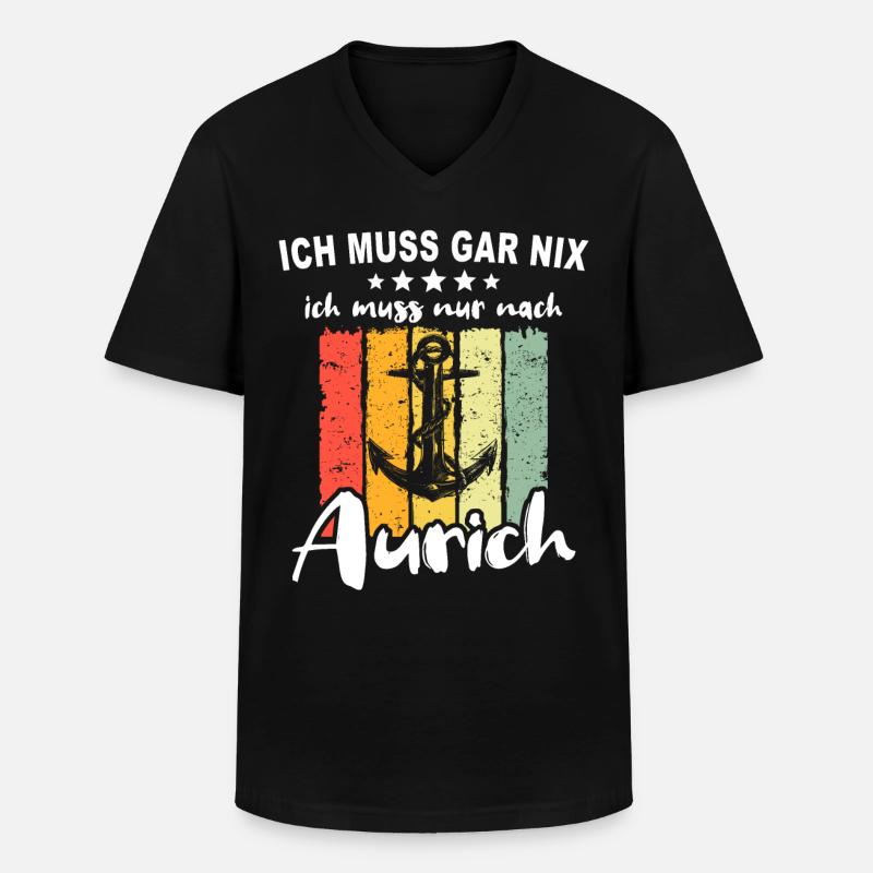 Aurich Spruch - Männer-T-Shirt mit V-Ausschnitt - Schwarz