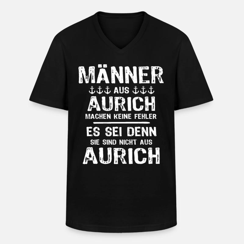 Aurich Sprüche Auricher - Männer-T-Shirt mit V-Ausschnitt - Schwarz