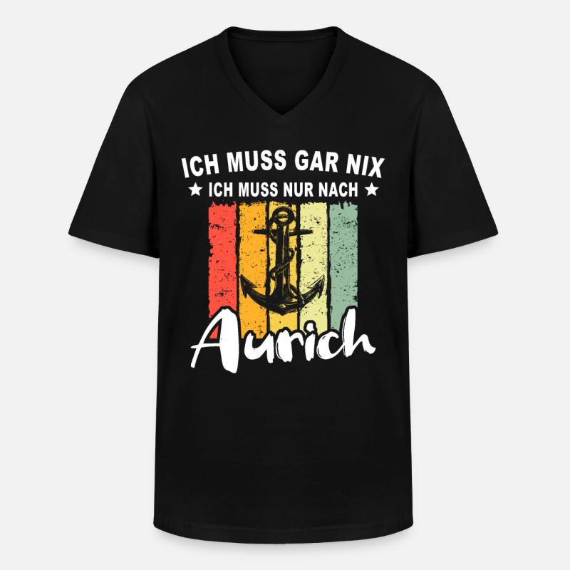 Aurich Sprüche Auricher - Männer-T-Shirt mit V-Ausschnitt - Schwarz