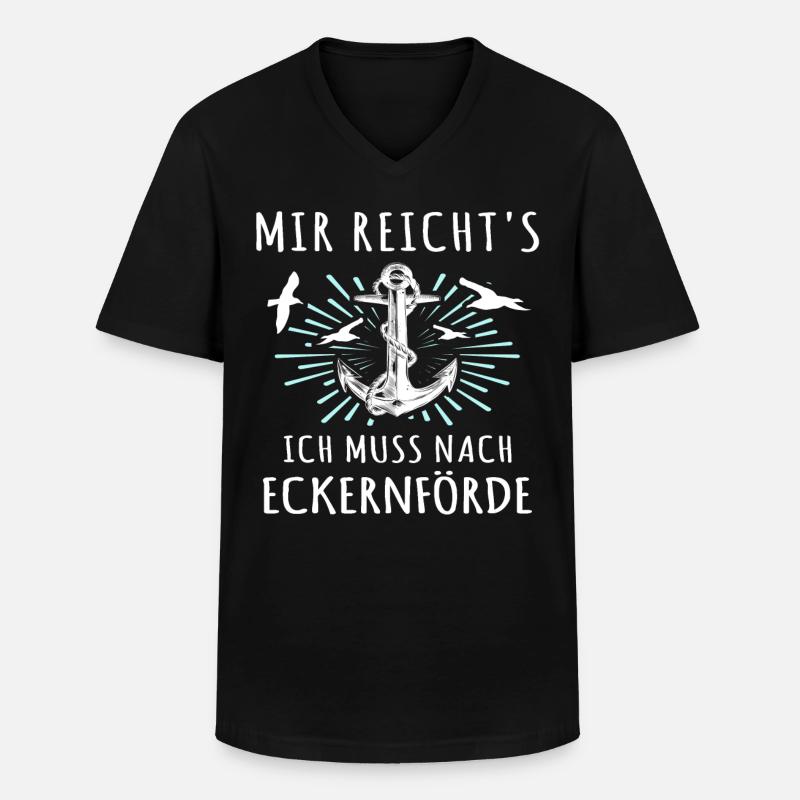 Eckernförde Eckernförder - Männer-T-Shirt mit V-Ausschnitt - Schwarz