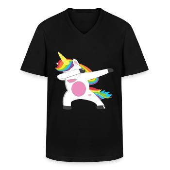 Licorne - T-shirt col V Homme - noir - Devant - AI Model Male 178 dark (178cm)