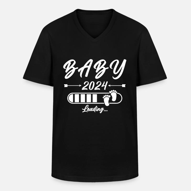 Baby 2024 loading - Männer-T-Shirt mit V-Ausschnitt - Schwarz