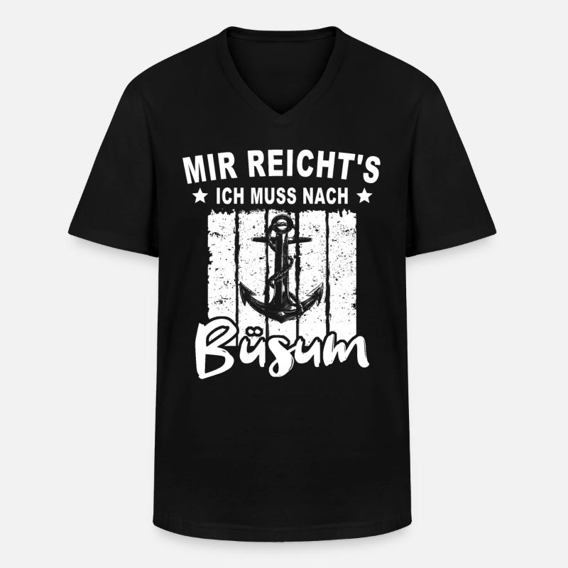 Büsum Büsumer - Männer-T-Shirt mit V-Ausschnitt - Schwarz