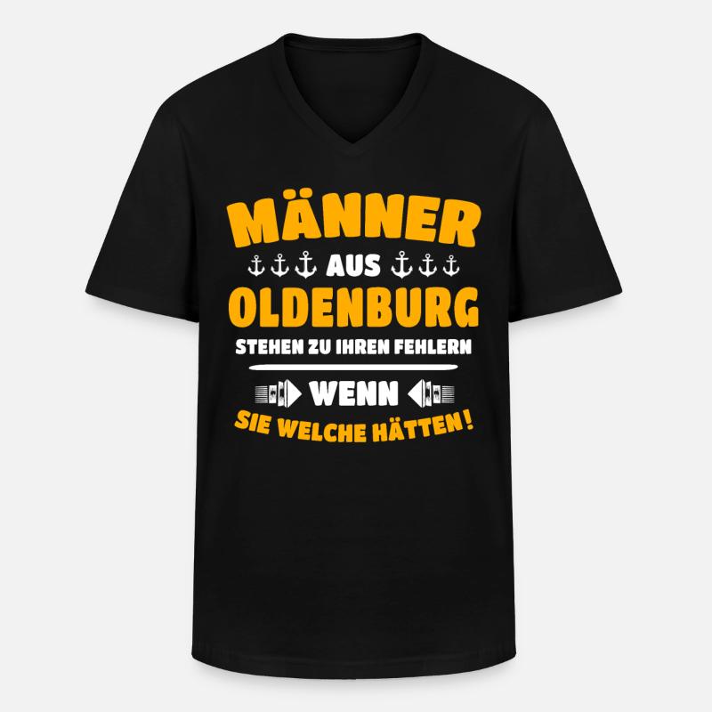 Oldenburger Männer - Männer-T-Shirt mit V-Ausschnitt - Schwarz