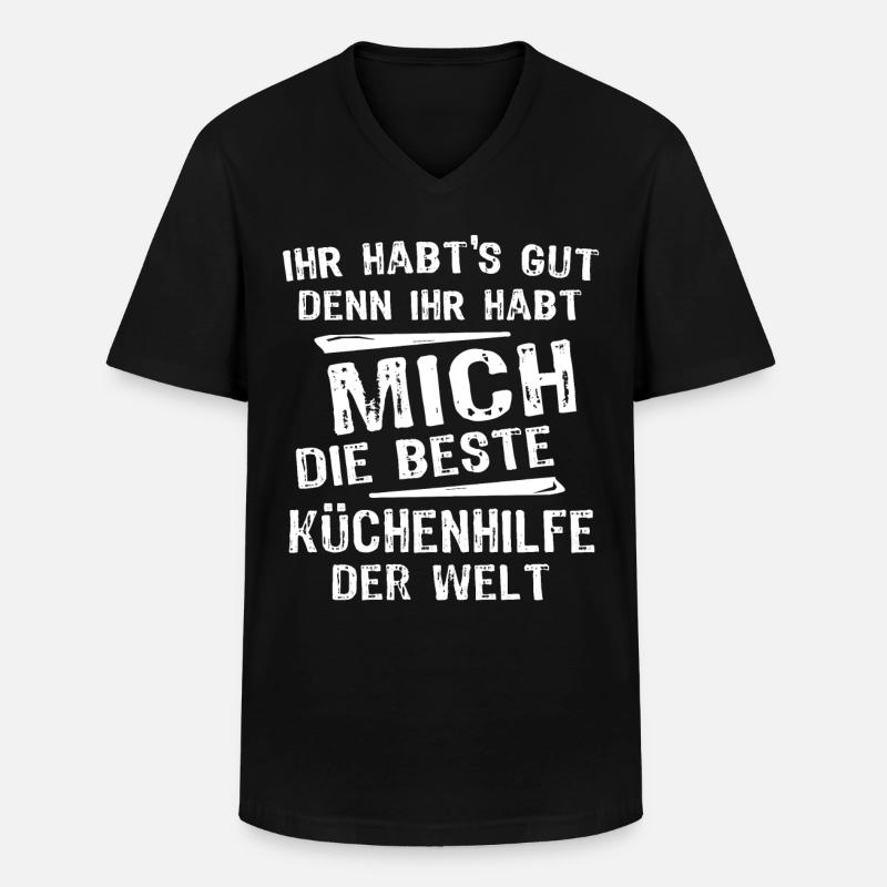 Küchenhilfe - Männer-T-Shirt mit V-Ausschnitt - Schwarz