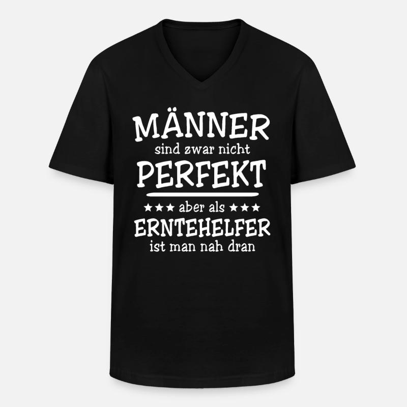 Erntehelfer Männer - Männer-T-Shirt mit V-Ausschnitt - Schwarz