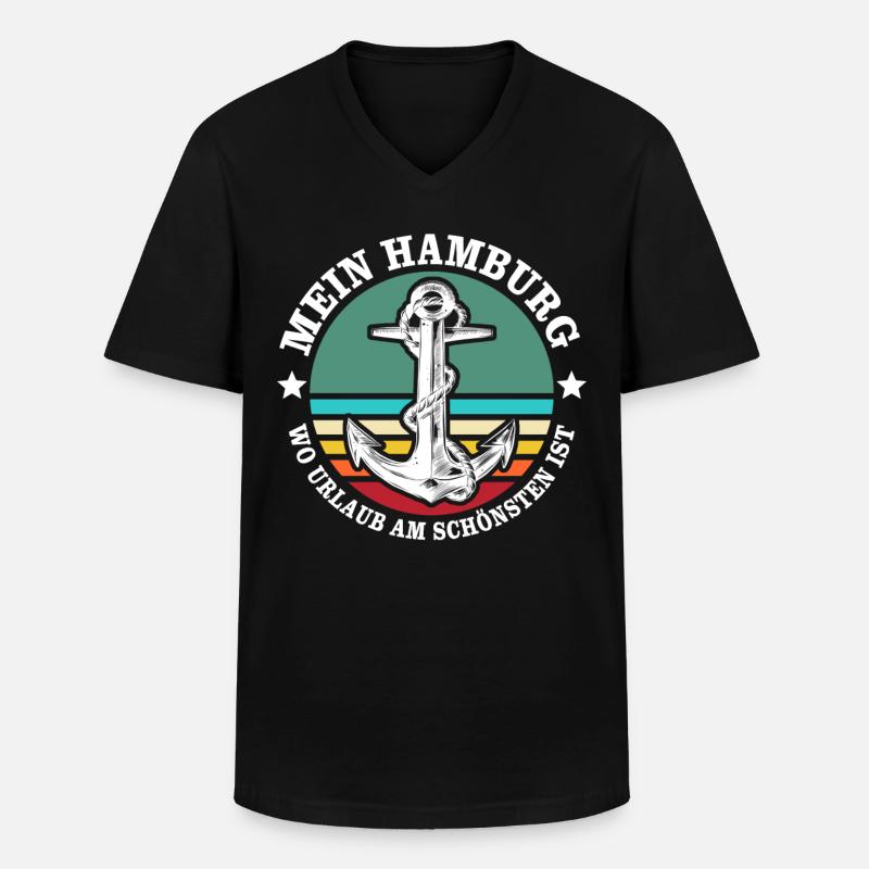 Hamburg Urlaub - Männer-T-Shirt mit V-Ausschnitt - Schwarz