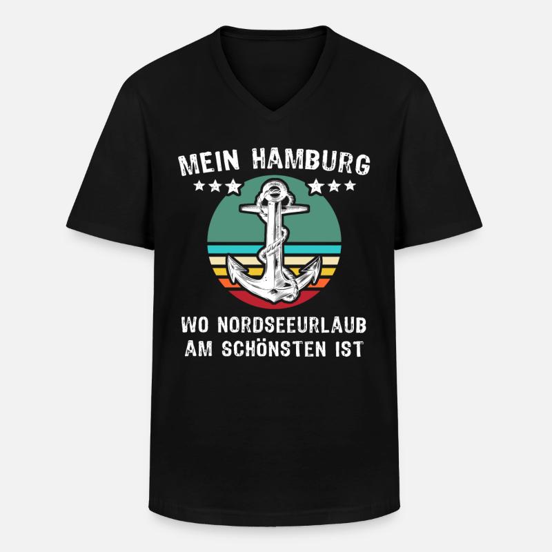 Hamburg Urlaub - Männer-T-Shirt mit V-Ausschnitt - Schwarz