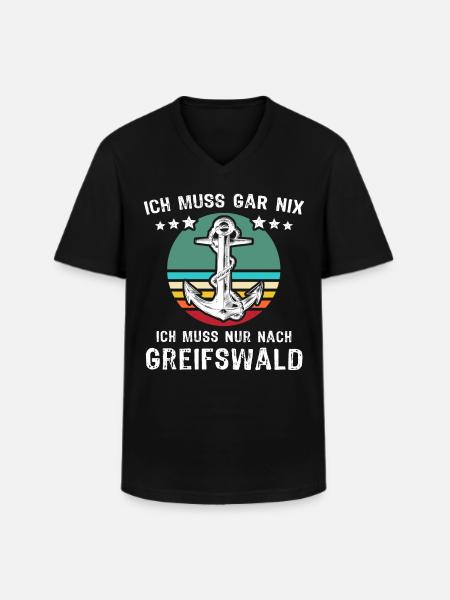 Greifswald Urlaub - Männer-T-Shirt mit V-Ausschnitt - Schwarz