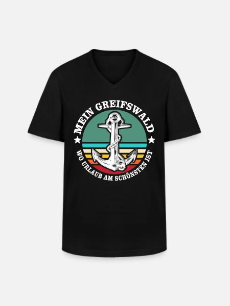 Greifswald Urlaub - Männer-T-Shirt mit V-Ausschnitt - Schwarz