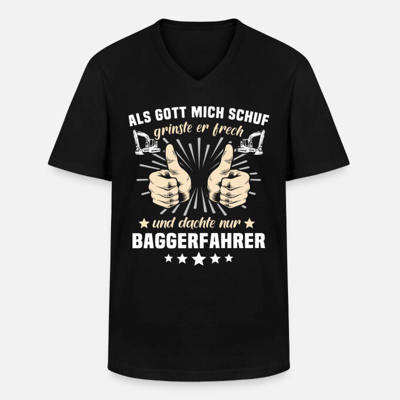 Baggerfahrer Gott - Männer-T-Shirt mit V-Ausschnitt - Schwarz