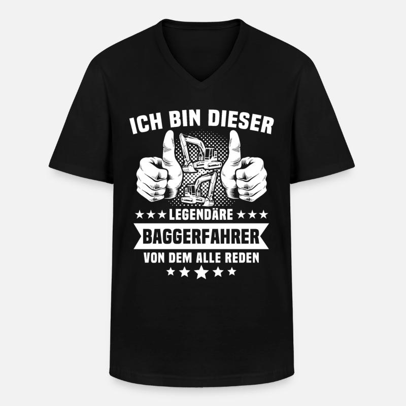 Baggerführer Bagger Baggerfahrer - Männer-T-Shirt mit V-Ausschnitt - Schwarz