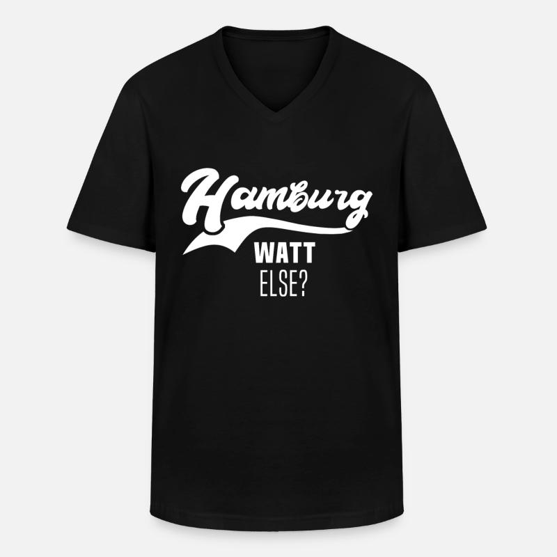 Hamburg Hamburger - Männer-T-Shirt mit V-Ausschnitt - Schwarz