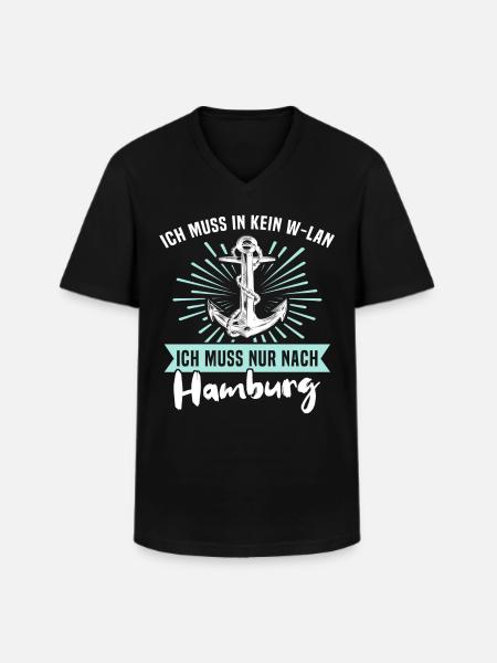 Hamburg Hamburger - Männer-T-Shirt mit V-Ausschnitt - Schwarz