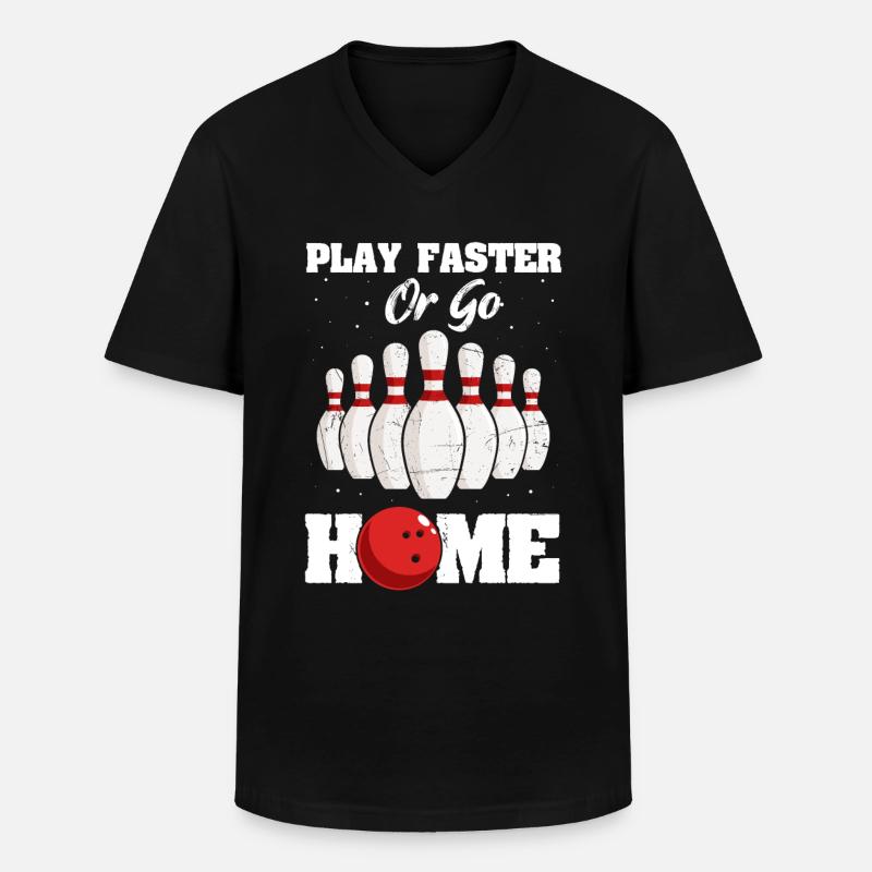 Bowling - Männer-T-Shirt mit V-Ausschnitt - Schwarz