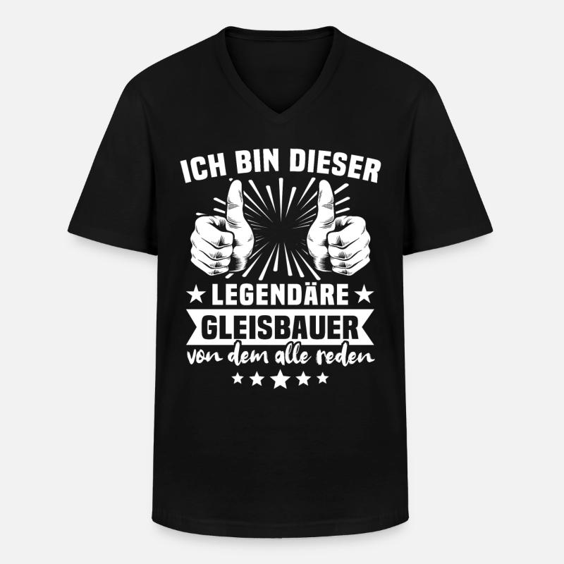 Gleisbauer Sprüche - Männer-T-Shirt mit V-Ausschnitt - Schwarz