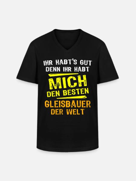 Gleisbauer Geschenk - Männer-T-Shirt mit V-Ausschnitt - Schwarz