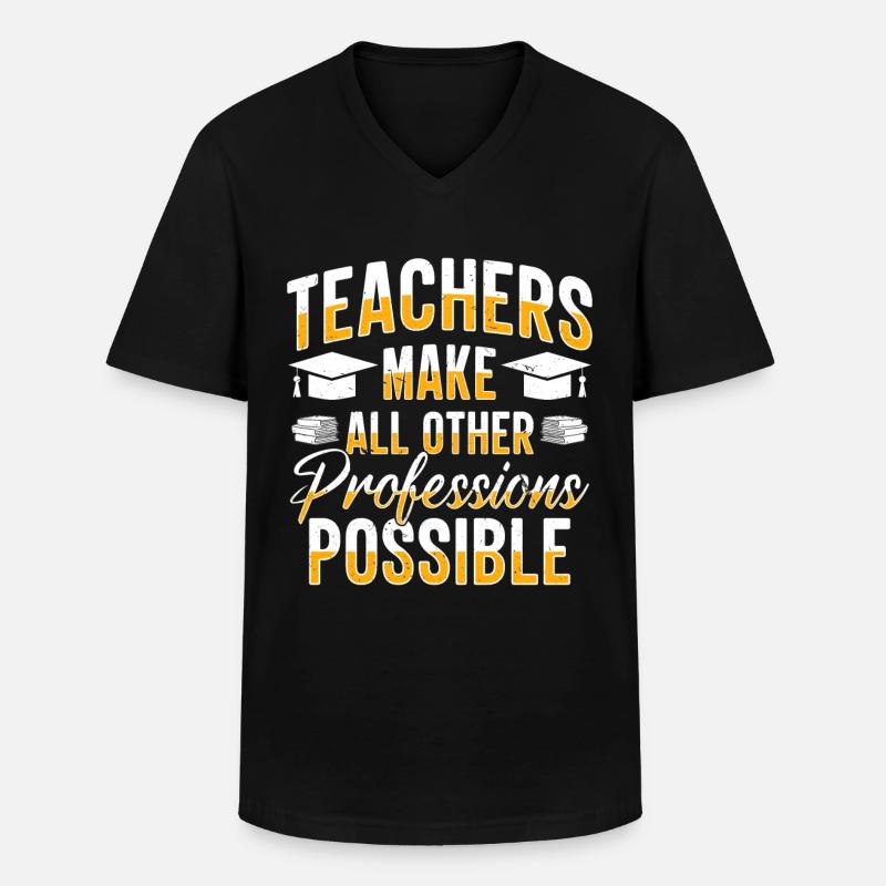 Enseignant Enseignant Éducateur Professeur - T-shirt col V Homme - noir