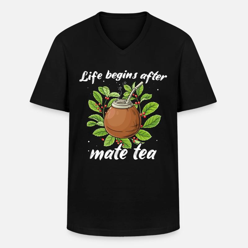 Mate Tee Teetrinker - Männer-T-Shirt mit V-Ausschnitt - Schwarz
