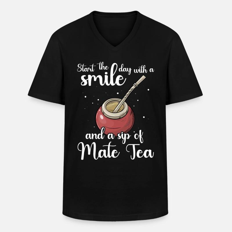 Mate Tee Bombilla - Männer-T-Shirt mit V-Ausschnitt - Schwarz