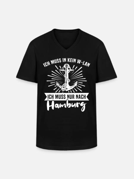 Hamburg Hamburger - Männer-T-Shirt mit V-Ausschnitt - Schwarz