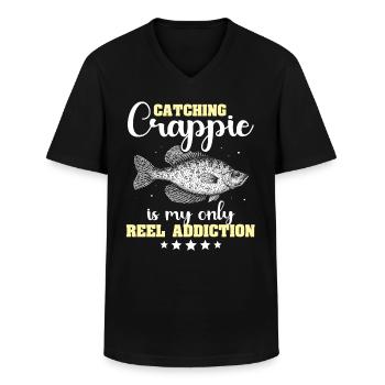 Sunfish Fishing Crappie Fishing - Men's V-Neck T-Shirt - black - Front - AI Model Male 178 dark (178cm)