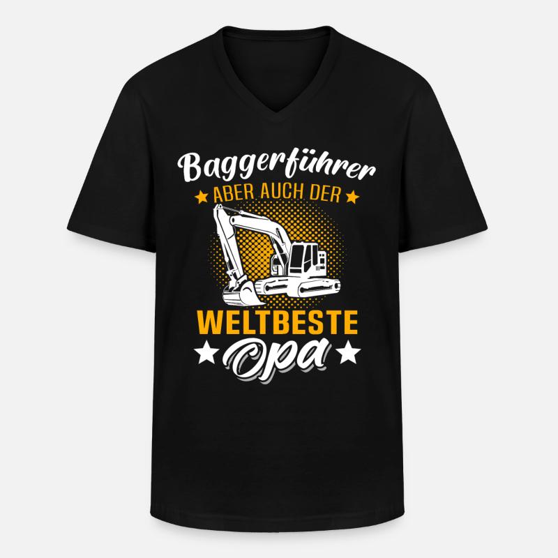 Opa Baggerführer - Männer-T-Shirt mit V-Ausschnitt - Schwarz