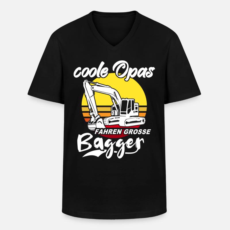Baggerfahrer Opa Baggerführer - Männer-T-Shirt mit V-Ausschnitt - Schwarz