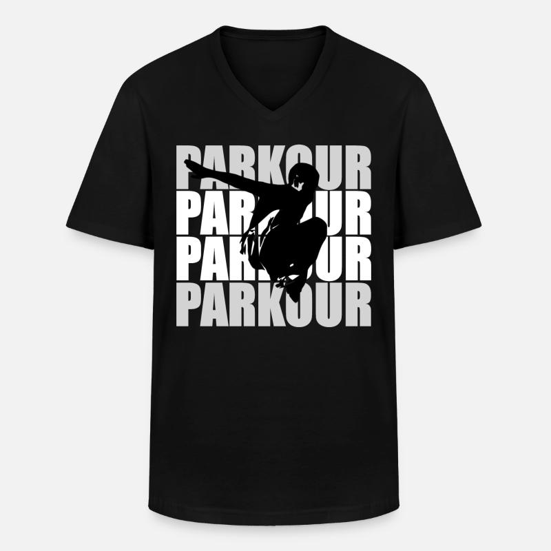 Parkour - Männer-T-Shirt mit V-Ausschnitt - Schwarz