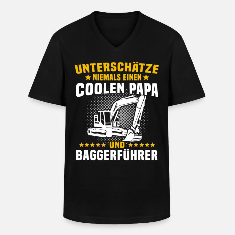 Baggerfahrer Papa Baggerführer - Männer-T-Shirt mit V-Ausschnitt - Schwarz