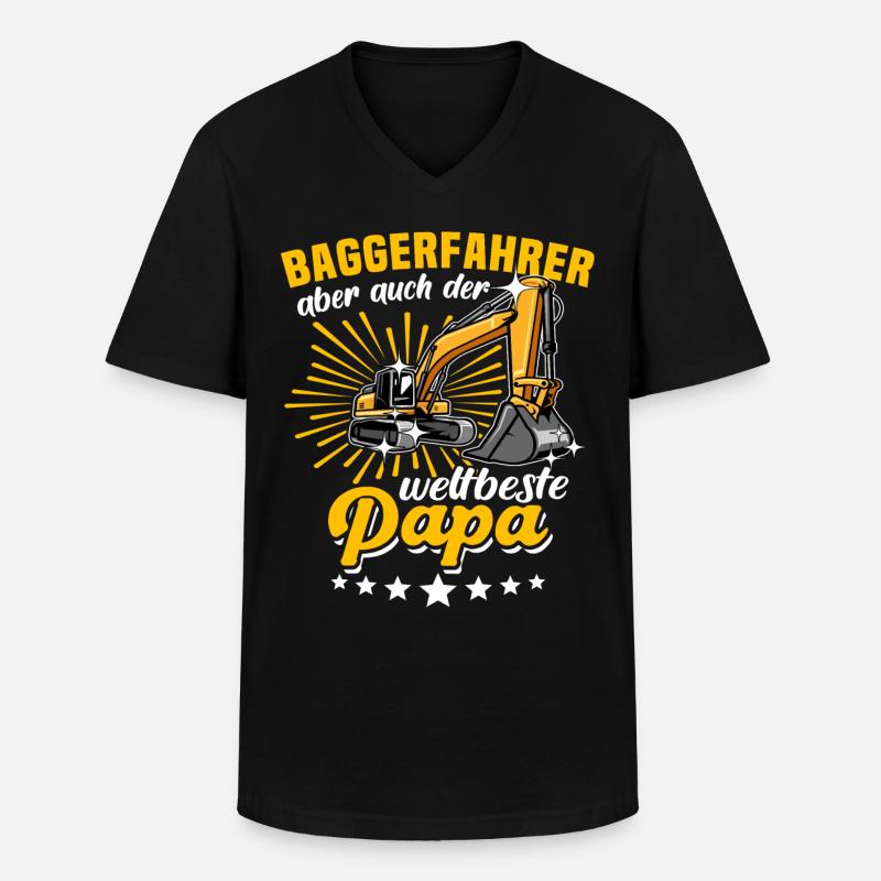 Baggerfahrer Papa - Männer-T-Shirt mit V-Ausschnitt - Schwarz
