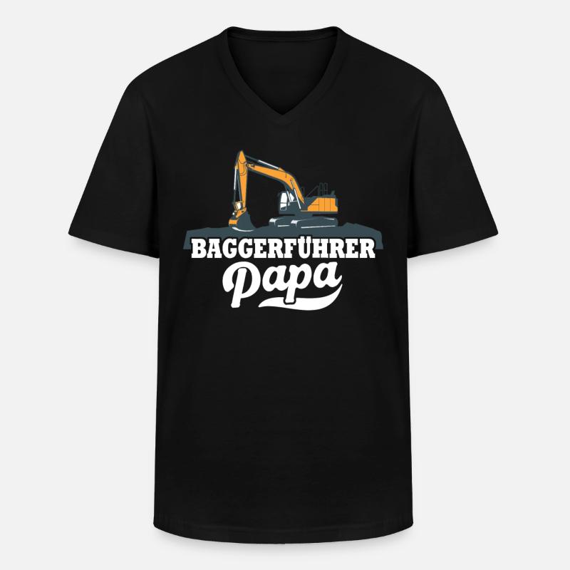 Baggerfahrer Papa - Männer-T-Shirt mit V-Ausschnitt - Schwarz