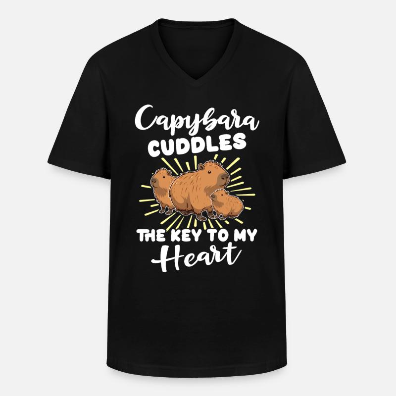 Capybara Sprüche - Männer-T-Shirt mit V-Ausschnitt - Schwarz