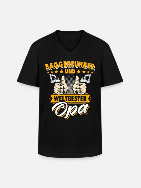 Opa Baggerfahrer - Männer-T-Shirt mit V-Ausschnitt - Schwarz