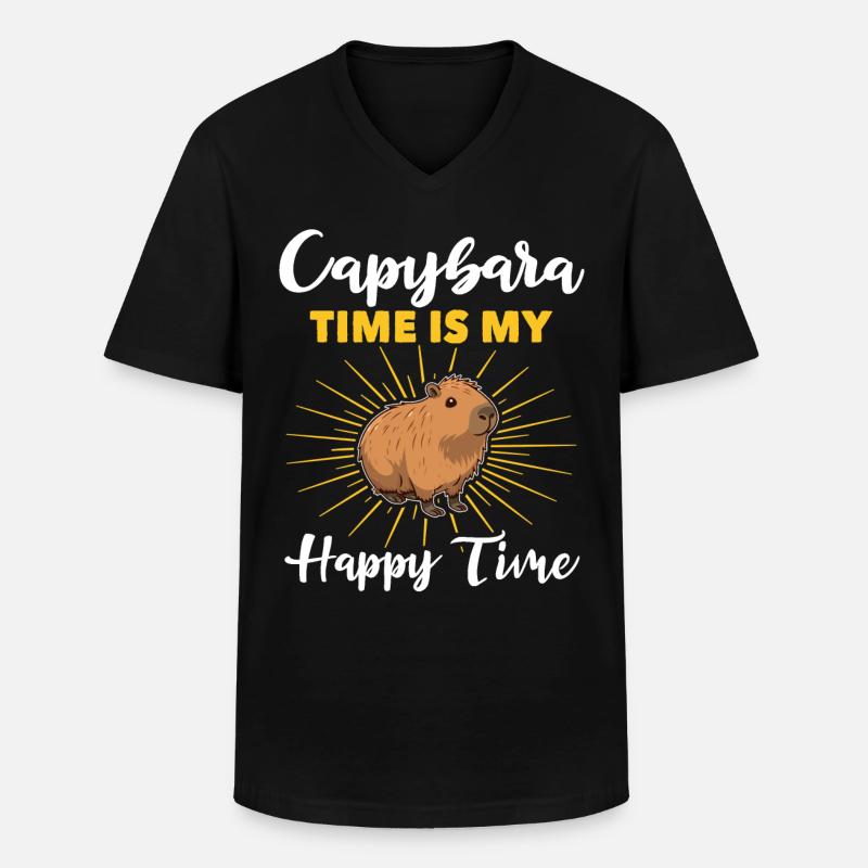 Lustige Capybara Sprüche - Männer-T-Shirt mit V-Ausschnitt - Schwarz
