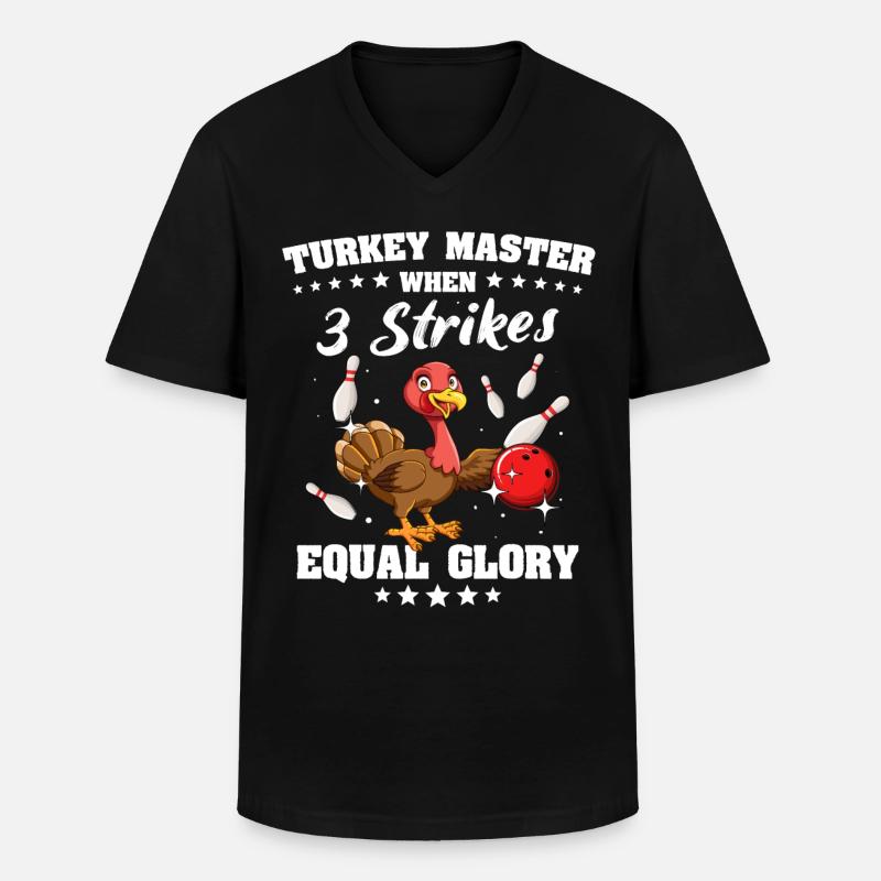 Bowling Turkey - Männer-T-Shirt mit V-Ausschnitt - Schwarz