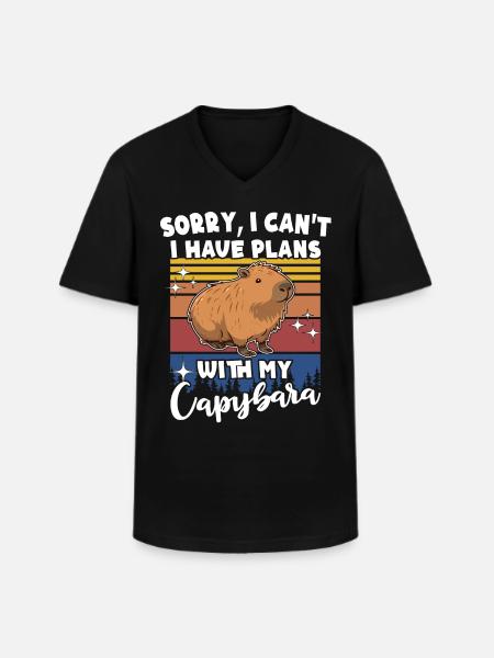 Capybara - T-shirt col V Homme - noir