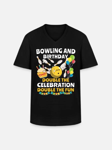 Bowling Birthday - Men's V-Neck T-Shirt - black