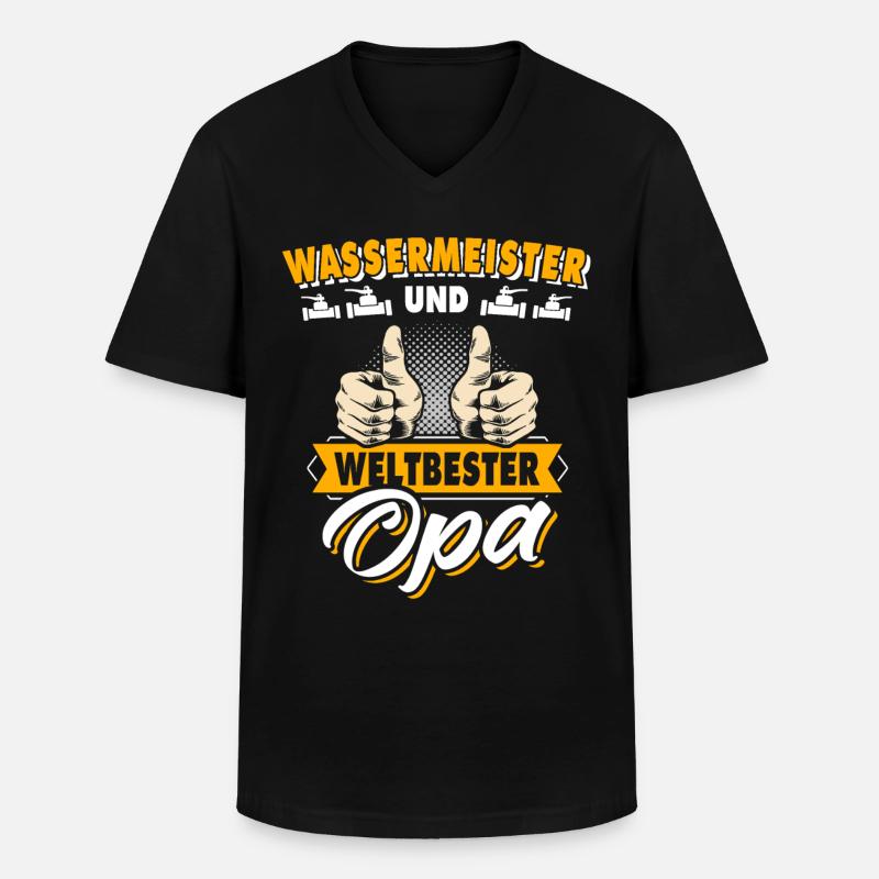 Wassermeister Opa - Männer-T-Shirt mit V-Ausschnitt - Schwarz